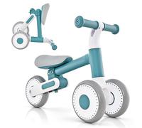 GYMAX Balance Bike, No Pedal Baby Walker Push Ride On Toy with 3 Wheels, Ergonomic Handle and Height Adjustable Seat, Ages 12-36 Months Toddlers Kids First Birthday Gift (Blue)