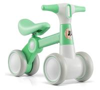 GYMAX Balance Bike, No Pedal Baby Walker Push Ride On Toy with 4 Wheels, Ergonomic Handle, Ages 12-36 Months Toddlers Kids First Birthday Gift (Green)