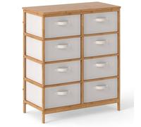 Gymax Bamboo Storage Tower 8-Drawer Dresser With Folding Fabric Drawers in Beige Gymax Beige