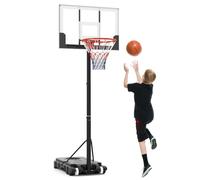 GYMAX Basketball Hoop, 3.3-7 FT Height Adjustable Portable Basketball Goal with Shatterproof Backboard, Wheels and Fillable Base, Outdoor Basketball Hoop and Stand