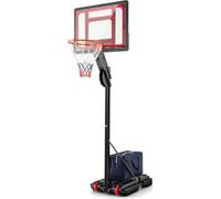GYMAX Basketball Hoop and Stand, 10FT Portable Basketball Set with Backboard, Wheels, Stable Base & Secure Bag, 1.05-2.6M Height-Adjustable Basketball Hoop System for Outdoor Indoor