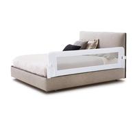 GYMAX Bed Rails for Toddlers, Foldable Baby Bed Guard (White, 152CM) | Safety Strap, Swing Down Children Safety Bedrail for Kids Twin, Single, Double, Full Size Queen & King Mattress