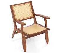 Gymax Boho Rattan Accent Chair Mid Century Modern Lounge Armchair-Walnut in Walnut Gymax Walnut