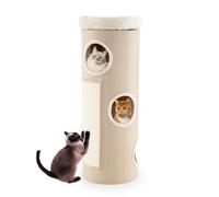 GYMAX Cat House, 113 cm 4-Level Cat Cave Condo with Sisal Scratching Board and Removable Perch, Kitten Barrel Post Tree for Indoor Cats