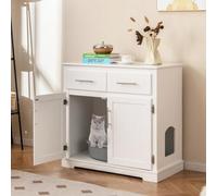GYMAX Cat Litter Box Enclosure, Wooden Pet Cabinet Furniture
