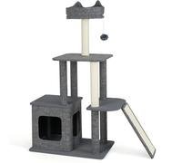 GYMAX Cat Tree, 117 cm Multi-Level Cat Tower with Sisal Scratching Posts & Ramp, Removable Condos, Perch, Dangling Balls, Modern Kitty Climbing Tower for Indoor Cats
