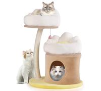 GYMAX Cat Tree, 83cm Cute Cat Tower with Sisal Scratching Post, Washable Padded Top Perch, Cat Condo, Interactive Ball, Multi-Layer Small Cat Tree Tower for Indoor Cats