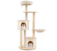 GYMAX Cat Tree for Indoor Cats, Multi-Level Kitty Tower with Condo, Perch, Sisal Scratching Posts, Hanging Toy, Modern Pet Furniture Activity Center (152 cm Tall)
