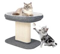GYMAX Cat Tree for Kittens, Cat Activity Tower with Large Plush Perch, Sisal Scratching Plate, and Interactive Ball, Cat Home Furniture for Indoor Cats to Play & Rest (Gray)