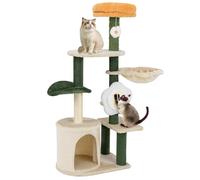 GYMAX Cat Tree, Kitty Tower with Cozy Condo, Scratching Posts & Sisal Board, Plush Top Perches, Hammock and Dangling Ball, Multi-level Pet Play Center Tree for Indoor Cats