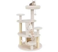 GYMAX Cat Tree, Modern Cat Tower with Top Perch, Condo, Ladder, Scratching Posts and Dangling Ball, Multi-level Kitty Activity Center for Indoor Cats