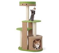 GYMAX Cat Tree, Modern Cats Tower with Scratching Posts, Condo & Jingling Ball, Multi-Level Kittens Activity Centre for Climbing, Scratching and Sleeping (Brown)