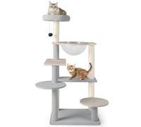 GYMAX Cat Tree, Multi-Level Cat Tower with Sisal Scratching Posts, Padded Top Perch, Space Capsule, Jumping Platforms, Dangling Ball, Kitty Activity Center for Indoor Cats