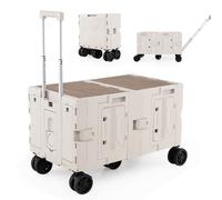 Gymax Collapsible Wagon Cart Foldable Camping Cart With Telescoping Handle in White Gymax White