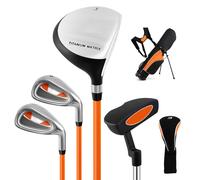 Gymax Complete Golf Clubs Set Portable Golf Stand Bag For 8-10 Years Old in Orange Gymax Orange