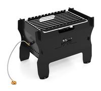 Gymax Countertop Camping Grill Dual Fuel Butane Gas Firepit With Carrying Bag in Black Gymax Black