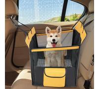 GYMAX Dog Car Seat Cover, Dog Car Hammock with Side Protection, Mesh Visual Window, Safety Belt & Removable Waterproof Pad, Scratch Proof Dog Back Seat Cover for Car, Truck, SUV