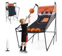 Gymax Dual Shot Basketball Arcade Game Folding Basketball Hoop Machine in Black Gymax Black