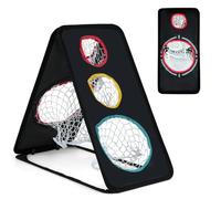 GYMAX Dual-Sided Golf Chipping Net, Portable Triple Target Golf Practice Net with 5 Target Holes, Portable Golfing Target Training Accessories for Indoor Outdoor