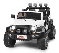 Gymax Electric Kids Ride On Truck 2-Seat Toy Car Lights Music & Remote Control in White Gymax White