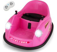 Gymax Electric Ride on Bumper Toy Car With Lights Music & Remote Control in Pink Gymax Pink