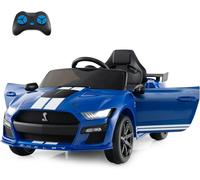 Gymax Electric Ride On Toy Car Ford Mustang With Light Music &Remote Control in Blue Gymax Blue