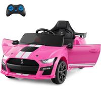 Gymax Electric Ride On Toy Car Ford Mustang With Light Music &Remote Control in Pink Gymax Pink