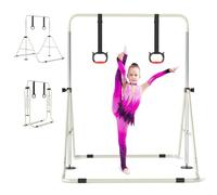 GYMAX Expandable Gymnastics Bar for Kids, Height Adjustable Horizontal Bar with Sturdy Metal Frame, Junior Kip Training Equipment for Indoor Home Use