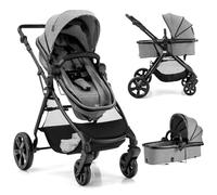 GYMAX Foldable Baby Stroller(Gray, Without footmuff: 89 x 60 x 111 cm)