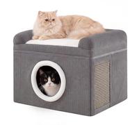 GYMAX Foldable Cat Beds, 2-in-1 Large Cat Cave