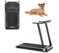 GYMAX Foldable Dog Treadmill, Running Machine with APP Control, Bluetooth Audio, LED Display and Device Holder, Electric Pet Walking Jogging Treadmill for Large Medium Dogs (Silver)