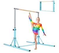 GYMAX Foldable Gymnastics Bars with 13-Level Adjustable Heights | Heavy Duty Horizontal Bar with Wheels, Junior Kip Bars Gymnastics Training Equipment for Home Gym, 120 kg Weight Capacity