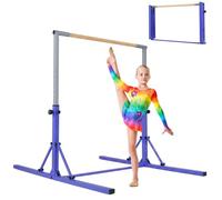 GYMAX Foldable Gymnastics Bars with 13-Level Adjustable Heights | Heavy Duty Horizontal Bar with Wheels, Junior Kip Bars Gymnastics Training Equipment for Home Gym, 120 kg Weight Capacity