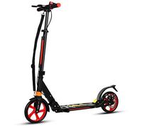 GYMAX Folding Kick Scooter, Adjustable Handlebars Adult Scooters with Big Wheels & Carrying Strap, Lightweight Scooter for Teens & Adults Ages 8+ (Black)