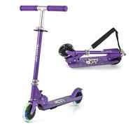GYMAX Folding Kids Scooter, Height Adjustable Kick Scooter with Light up Wheels, ABEC-5 Bearings & Rear Brake, Anti-Slip Deck, Lightweight Scooters for Boys Girls (Purple)