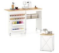 Gymax Folding Sewing Table Multipurpose Craft Station, White Gymax White