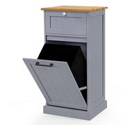 Gymax Freestanding Laundry Cabinet Organizer Tilt-out Laundry Hamper in Grey Gymax Grey