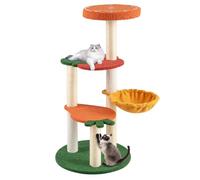 GYMAX Fruit Cat Tree, Multi-Level Cute Cat Tower with Sisal Scratching Posts, Padded Top Perch, Rotatable Basket, Apple & Carrot Shaped Platform, Chic Vegetable Cats Tree for Indoor Cats