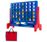 GYMAX Giant Four in a Row, Wall Mounted 4 to Score Jumbo Game with Carrying Bag & 42 Chesses, Indoor Outdoor Connect 4 Family Games for Kids Adults (Red+Blue)