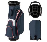 GYMAX Golf Cart Bag with 14-Way Dividers, Lightweight Golf Club Bag with Zippered Pockets Including Cooler Bag, Rain Hood, Shoulder Strap, Carry Handle, Portable Golf Bags for Men Women (Navy)