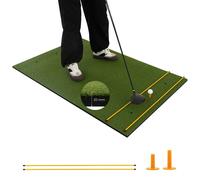 Gymax Golf Hitting Mat 152 x 92 CM Artificial Turf Golf Training Mat With 2 Tees in Dark Green Gymax Dark Green 152 x 92 CM