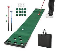 Gymax Golf Pong Game Set Portable Golf Putting Mat For Indoor & Outdoor in Green Gymax Green