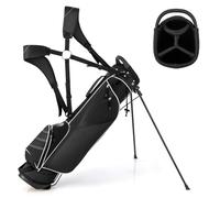 GYMAX Golf Stand Bag, Professional Golf Club Bag with 4 Way Divider, 4 Storage Pockets and Adjustable Shoulder Strap, Waterproof Golf Carry Bag for Men & Women (Black)