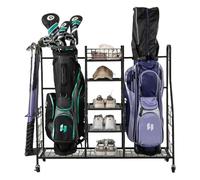 GYMAX Golf Storage Rack, Extra Large Golf Bag Stand (Double), Black