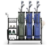 GYMAX Golf Storage Rack, Golf Bag Stand Storage Rack (120 x 42 x 94cm)