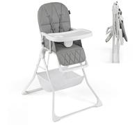 GYMAX High Chairs for Toddlers, Compact Foldable Highchairs with 3-Position Adjustable Tray & Footrest, Removable Seat Cushion, 5-Point Safety Harness, Portable Baby Feeding Chair (Grey with Basket)