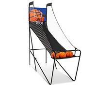 GYMAX Indoor Basketball Arcade Game, Foldable Basketball Game set with 3 Basketballs, Electronic Scorer and Pump, Basketball Hoop Game for Kids Adult