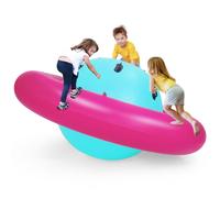 Gymax Inflatable Dome Rocker Bouncer 227cm Roll Tilt Climb & Bounce Space Ship Toy in Pink Gymax Pink