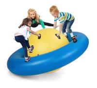 Gymax Inflatable Dome Rocker Bouncer 227cm Roll Tilt Climb & Bounce Space Ship Toy in Yellow Gymax Yellow