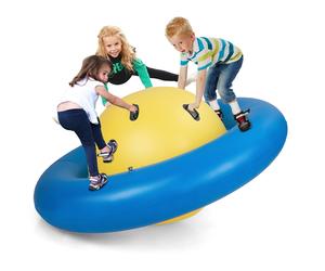 Gymax Inflatable Dome Rocker Bouncer 227cm Roll Tilt Climb & Bounce Space Ship Toy in Yellow Gymax Yellow
